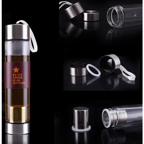 500ml Glass Water Bottle with Stainless Steel Cap