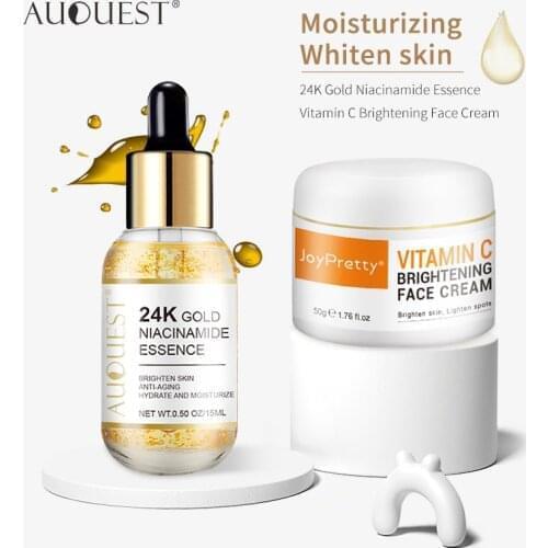 AUQUEST 24k Gold Serum Vitamin C Cream Set Remove Dark Spots Moisturizing Whitening Anti Aging Face Cream Skin Care Sets