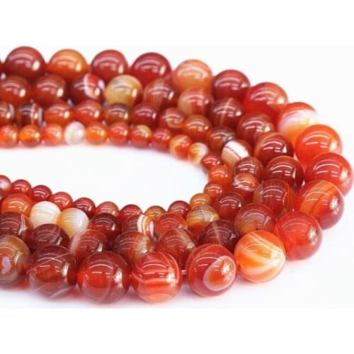 Natural Stone Red Stripes Agates Beads For Jewelry Making DIY Bracelet Necklace 4/6/8/10/12 /14 mm Strand