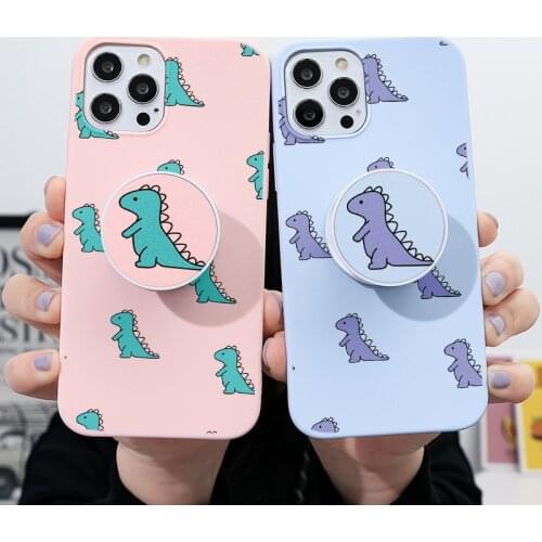 For Samsung Galaxy A52 A32 A71 A70 A51 A21s A20e A50 A10 A20 A31 S8 S20 FE S21 Plus Ultrat Cute Dinosaur Stand Holder Case Back
