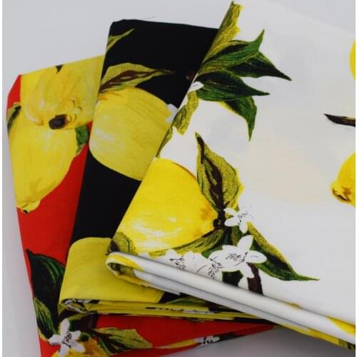 Lemon Printed Cotton Fabric For Dress Fashion Satin Fabrics DIY Garment Material Stoffen Costura Vestidos Tissu au Metre Tela