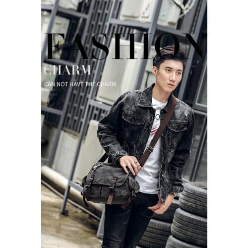 College Wind Canvas MenS Bag Korean MenS Bag Fashion Diagonal Bag Student Book Bag Postage Bag Trendy Backpack