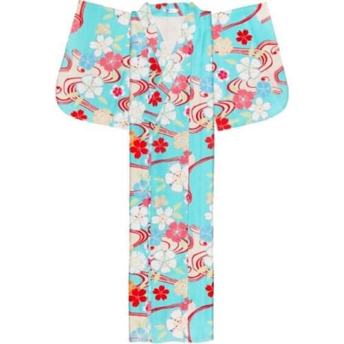 Kimono Outer Garment Bathrobe Costume Girl Cardigan Long Dress V-neck Japanese Kimono Woman Dress