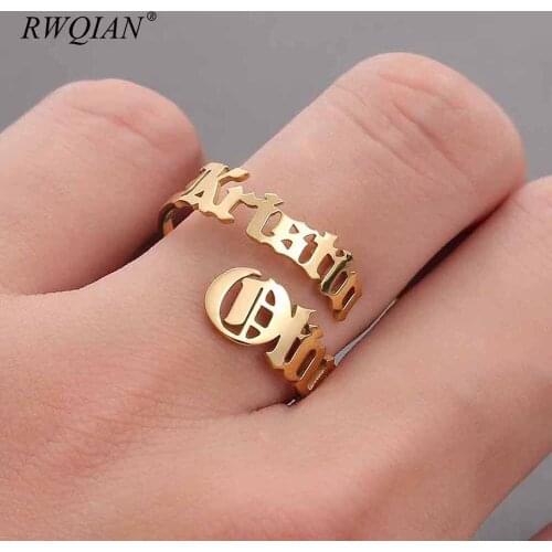 Custom Name Rings Multifont Personalized Stainless Steel Names Couples Names on Ring Mom Gifts Mother Daughter Family Jewelry