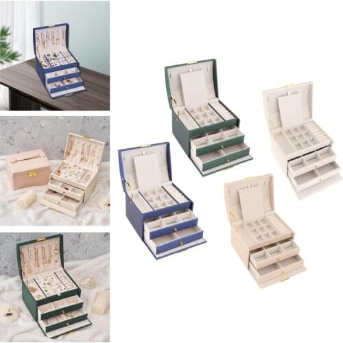 Creative PU Leather Velvet Lined Jewelry Storage Box Watch Makeup Trinket Boxes Drawer Holder Ornament Valentines Day Gift