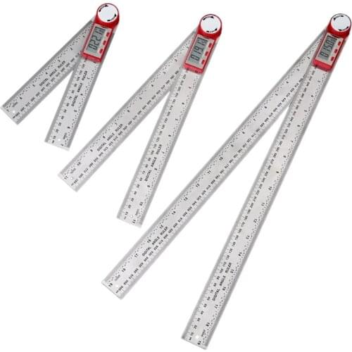 0-200/300/500mm Angle Finder Ruler Metric Inch Scale Protractor Stainless Steel