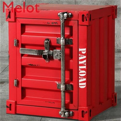 Customized Industrial Container Iron Bedside Small Cabinet Bedroom Bedside Table Creative Decorative Storage Locker Side Cabinet