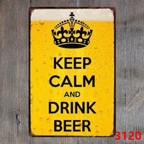 Metal Tin Sign Keep Calm and Drink Beer Bar Decor Sign Vintage Style