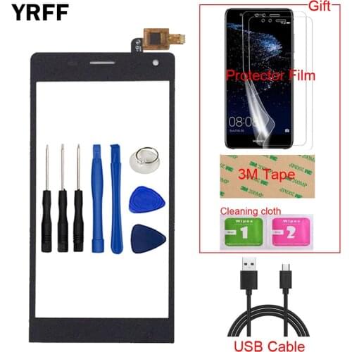 Mobile TouchScreen For Highscreen Verge Touch Screen Front Glass Digitizer Panel Lens Sensor Tools +Protector Film Adhesive