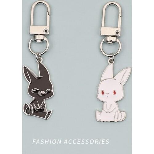 Cartoon Rabbit Keychain Cute Anime Car Keyring Charm Bag Airpods Pendant Fashion Metal Key Chains Trinket Couple Gift Keyfob