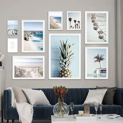 Nature Landscape Canvas Painting Flower Grass Beach Pineapple Wall Art Poster Nordic Print Modern Picture Living Room Home Decor