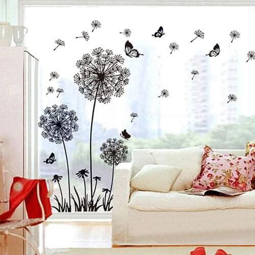 Dandelion Self-adhesive Removable Living Room Bedroom Bathroom Eco-friendly Window Wall Stickers Decoration Decals Mural dc23