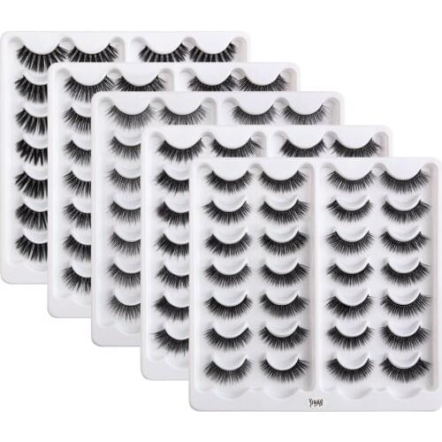 Wholesale 5/10/20/30 Boxes Mink Eyelashes 3D Soft Mink Lashes 14 pairs Natural Long False Eyelashes Makeup Kit Cilios