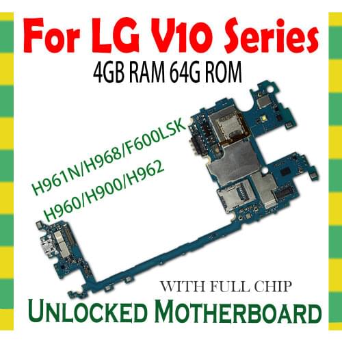 Original Motherboard For LG V10 H900 H901 H960 H960A H961 H961N H962 H968 VS990 F600LSK Logic Board With Full Chips Android OS