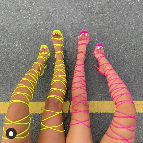 Perixir Design 2020 New Summer Super High Heel Open Toe Sandals Thin High Lacing-up Sexy Lady Fashion Shoes Size36-43