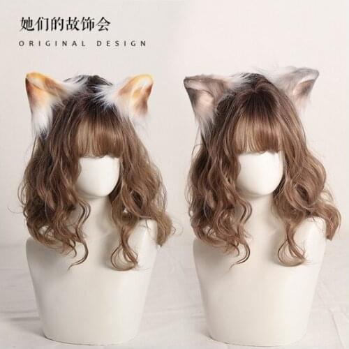 Lolita Plush Soft Girl KC AccessoriesJapanese Handmade Simulation Animal Ear Hair Hoop Headdress Hairpin Cute Cat Ear Pair Clip