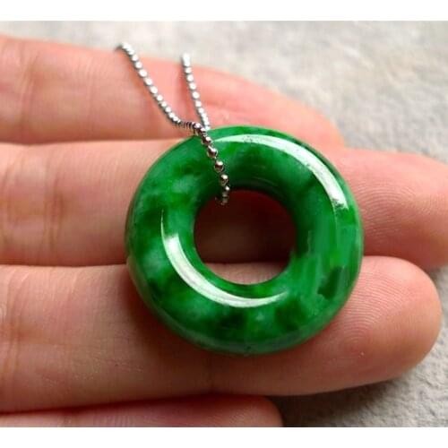 Carved design authentic natural pit Burma a cargo jadeite safety buckle hanging sunny green