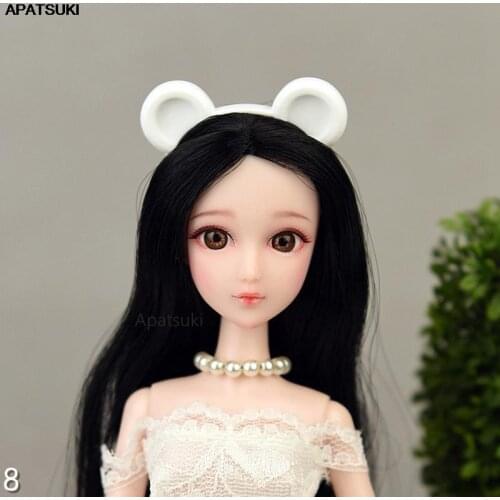 White Mouse Ear Headband Headwear Tiara For Barbie Doll Accessories Plastic Hairwear Hair Accessories For 1/6 Dollhouse DIY