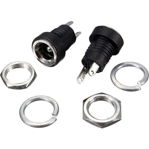 50pcs DC Power Supply Jack 2-Pin PCB Panel Mount Socket Connector 5.5mm x 2.1mm