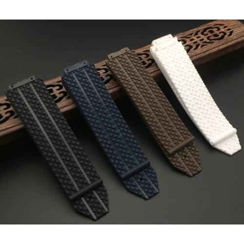 For Hublot strap quality Rubber Silicone Watchband 25*17mm strap for Big Bang belt watch band Butterfly Buckle Bracelet word on