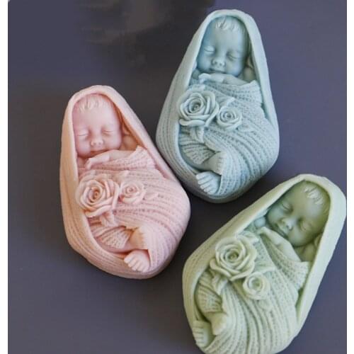 Baby Silicone Mold Rose Baby Soap Molds Gypsum Chocolate Candle Mold Clay Resin Fondant Mould 3D Angel Silicone Soap Moulds