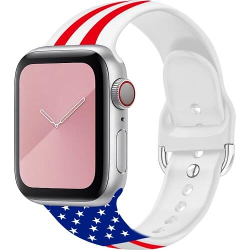 Printed Silicone Strap for Apple Watch Band 44mm 40mm 38 42mm Spots Flower Band for Iwatch 2 3 4 5 6 Bracelet Belt