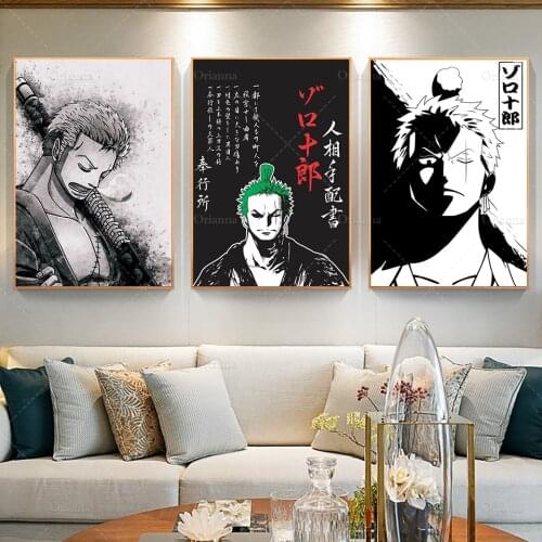 Modern HD Prints Anime Poster One Piece Zoro Three Swords Cartoon Art Poster Pictures Wall Canvas Painting Room Decoration