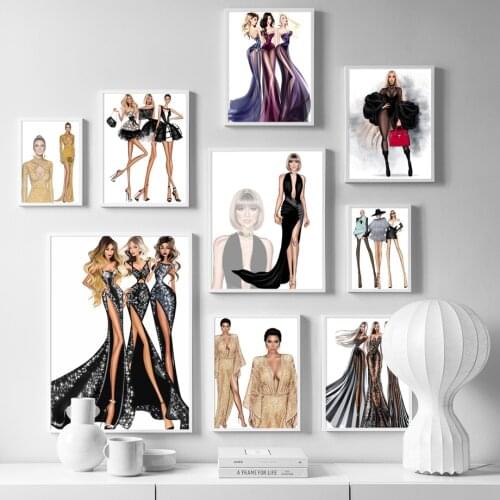 Modern Mannequin Girl Dress Skirt Nordic Posters And Prints Wall Art Canvas Painting Wall Pictures For Living Room Store Decor