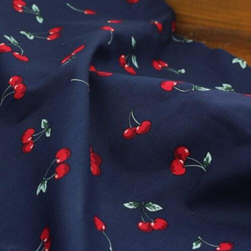 150x50cm Cherry Cotton Plain Poplin Fabric DIY Home Furnishing Childrens Wear Cloth Make Summer Dress Skirt Decoration