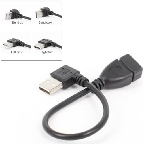 USB 2.0 Right / Left / Up / Down 20cm Angle 90 Degree Extension Cable Male to Female A to B Adapter USB Cable Accessories