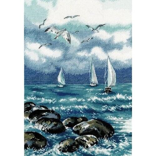 Top Quality Embroidery Oh the Sea Easy Cross Stitch Kits for Beginners with 100% Cotton Flosses & Free Shipping for Wall Decor