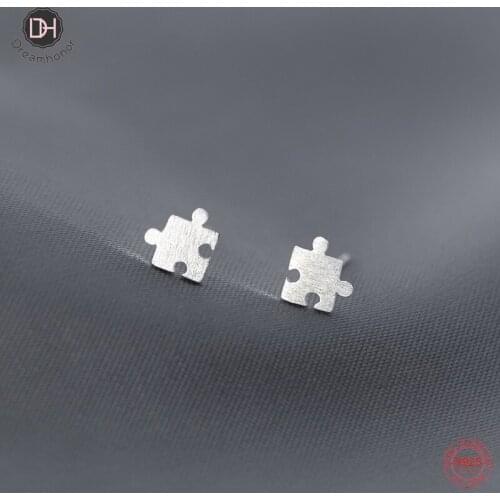 Dreamhonor Geometric 925 Sterling Silver Brushed Stud Earrings For Women Gifts