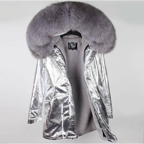 MaoMaoKong Natural Fox Large Fur Collar Park High quality faux fur lined with warm winter jackets DHL 3-5days