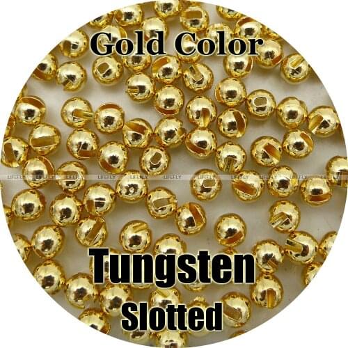 Gold Color, 100 Tungsten Beads, Slotted, Fly Tying, Fly Fishing
