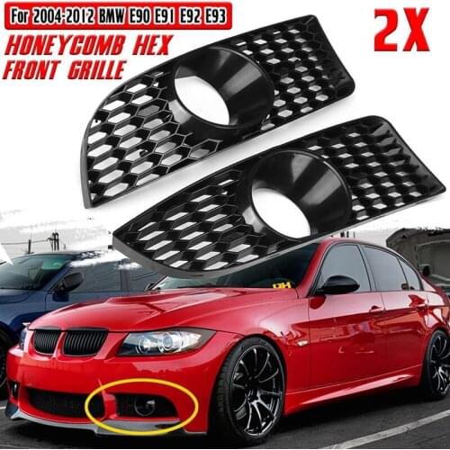 2x Car Front Grille Grill Lower Bumper Fog Light Cover Trim For-BMW E90 E91 E92 E93 2004-2012 M3 Style