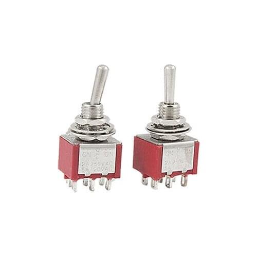2 Pcs ON-OFF-ON DPDT Toggle Switches AC 120V/5A AC 250V/2A