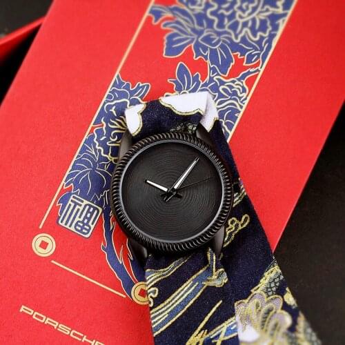 2021 Enmex ancient Stylish wristwatch brief face COTTON STRAP fashion man watch Dragons chinese Stylish clock quartz watch