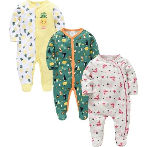3Pcs/Set Newborn Baby Girl Boy Clothes Full Sleeve Cartoon Printing Winter Baby Rompers Ropa Bebes Cotton Toddler Clothing Set