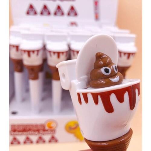 3pcs Creative Ballpoint Pen Funny Pushable Toilet Poop Cartoons Roller Ball Pen Student Spoof Kids Gifts Promotional Gifts
