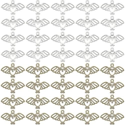 45pcs/lot Antique Silver Flying Owl Bird Charms Handmade Charms Pendants Jewelry Findings 29x18mm