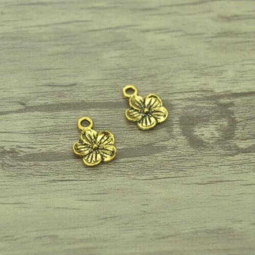 50pcs/lot Fashion Antique gold Alloy flower Charms Fit Pendants & Necklace Jewelry Findings DIY Handcraft 15*11mm Q133