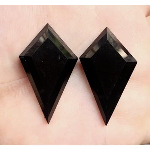 6pcs 28*47mm Solid black diamond Flat back Resin Cabochons For DIY jewelry Earrings accessories -25W161