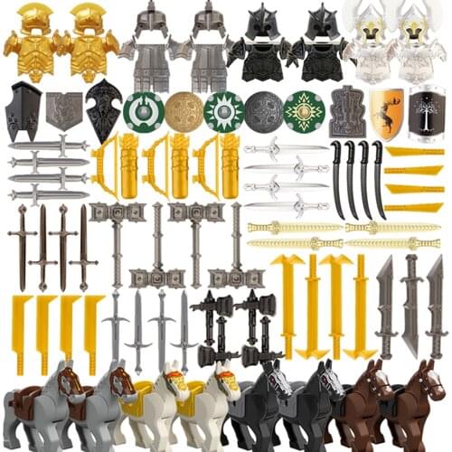 96Pcs Custom Medieval Ancient Rome Greece Egypt Style DIY Building Block Weapon Helmet Armor Kits