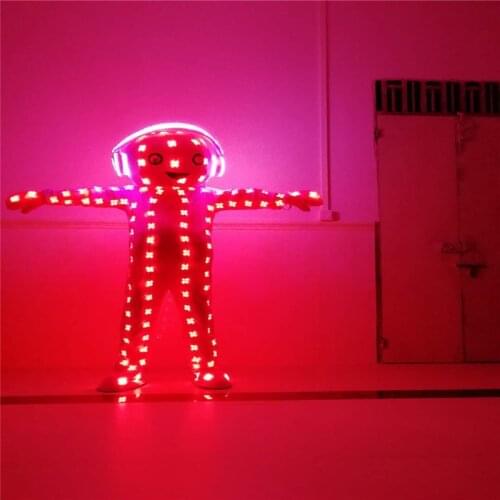 AS89 Colorful RGB light LED costumes big head doll ballroom dance show dj dicso partycatwalk stage wears singer stage clothing