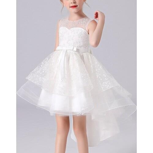Childrens Princess Flower Girl Formal Dress Tutu Kids Host Bridesmaids Dresses For Girls Teenager Wedding Prom Tail Dress