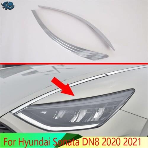 For Hyundai Sonata DN8 2020 2021 Car Accessories ABS Chrome Front Head Light Headlight Lamp Cover Trim Molding Frame