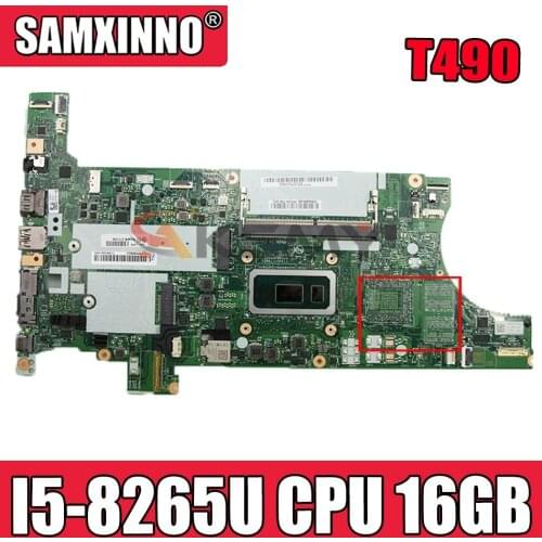 For Lenovo ThinkPad T490 laptop motherboard NM-B901 motherboard W/ CPU I5-8265U 16GB RAM FUR 02HK939 02HK925 Mainboard