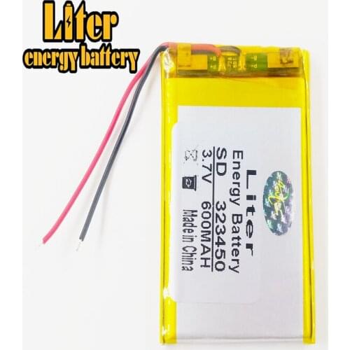 EBook Rechargeable Battery 323450 600mah Li-Po lithium polymer battery 3.7v For GPS MP3 MP4 MP5 DVD Toy Driving Recorder