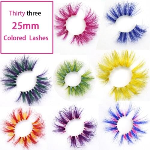 Private Label 3D Transparent Stalk Colorful Exaggerated Mink Eyelashes 25mm Bulk Eyelash Box Packaging Custom Logos Curly Lashes