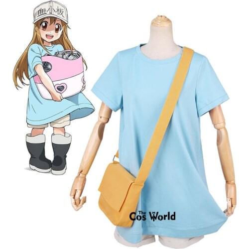 Hataraku Saibo Platelet T-shirt Tops Pants Uniform Outfit Anime Cosplay Costumes